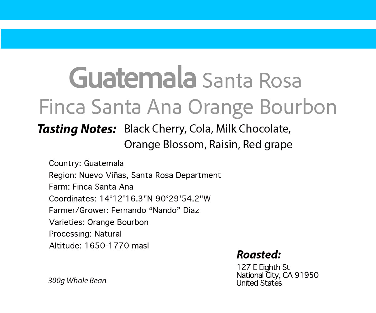 Guatemala Santa Rosa  Finca Santa Ana Orange Bourbon - Natural